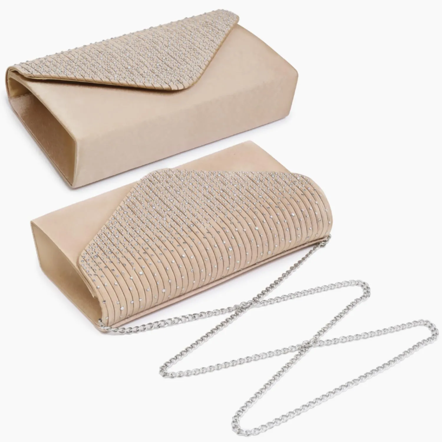 Dasein Ladies Frosted Satin Evening Clutch Purse Bag Crossbody Handbags Party Prom Wedding Envelope