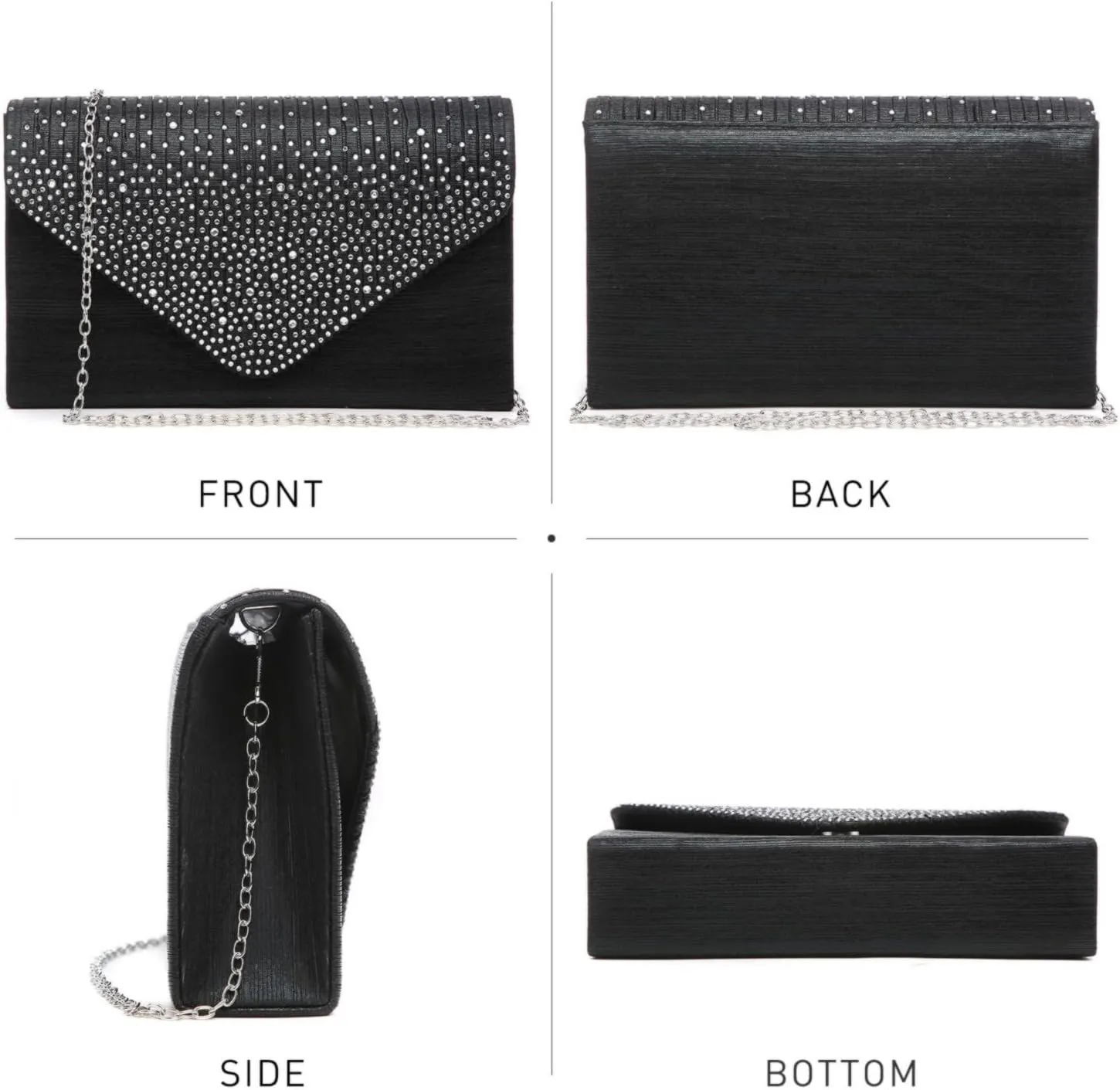 Dasein Ladies Frosted Satin Evening Clutch Purse Bag Crossbody Handbags Party Prom Wedding Envelope