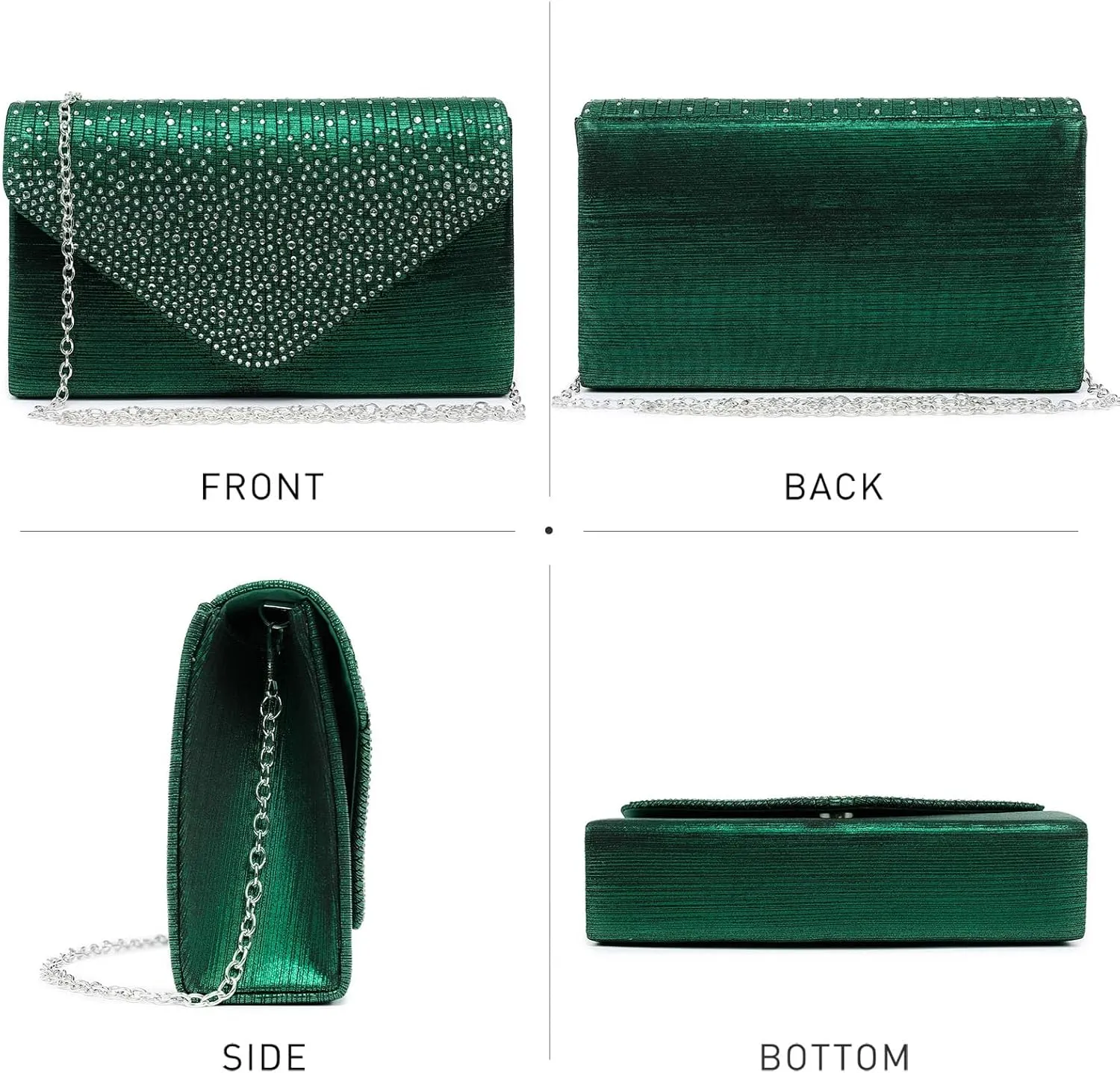 Dasein Ladies Frosted Satin Evening Clutch Purse Bag Crossbody Handbags Party Prom Wedding Envelope