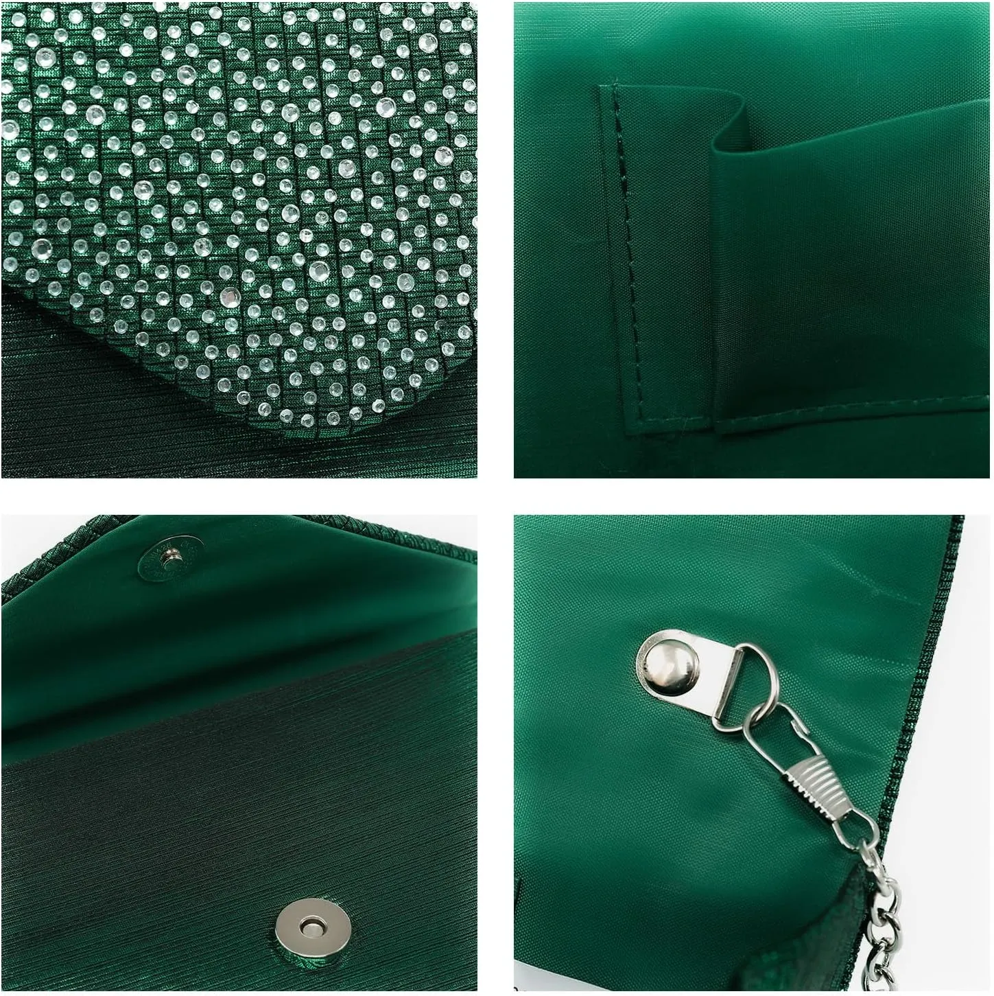 Dasein Ladies Frosted Satin Evening Clutch Purse Bag Crossbody Handbags Party Prom Wedding Envelope