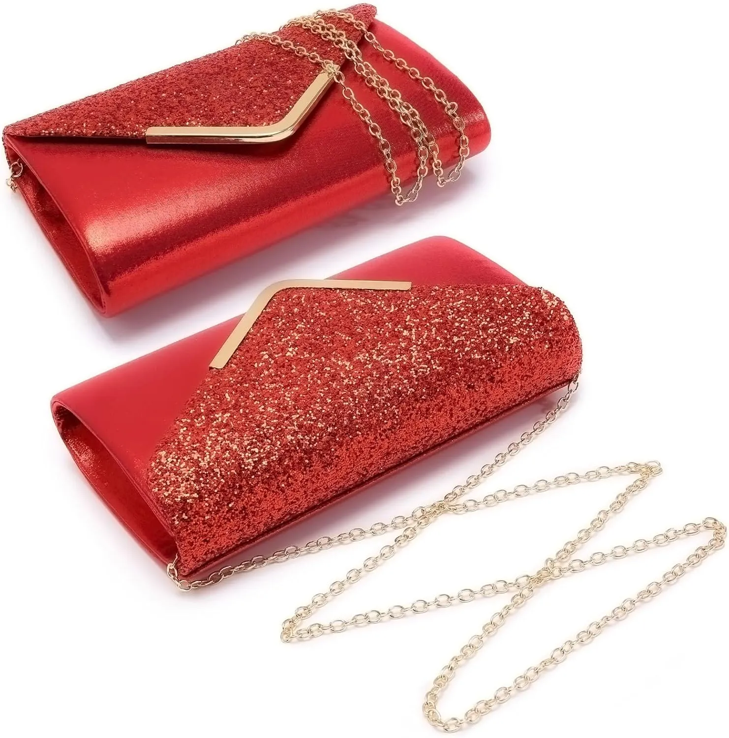 Dasein Women Evening Bags Formal Clutch Purses for Wedding Party Prom Handbags with Shoulder Strap and Glitter Flap
