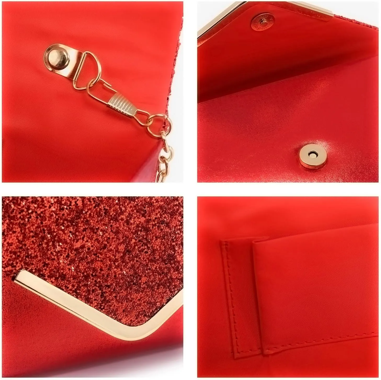 Dasein Women Evening Bags Formal Clutch Purses for Wedding Party Prom Handbags with Shoulder Strap and Glitter Flap