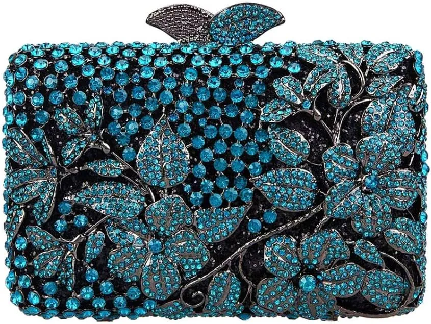 Dazzling Flower Rhinestone Evening Bag Wedding Cocktail Party Clutch Handbags Elegant Women Crystal Purses