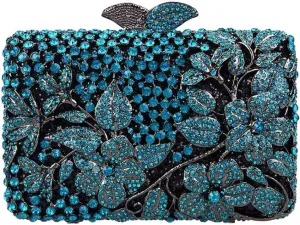 Dazzling Flower Rhinestone Evening Bag Wedding Cocktail Party Clutch Handbags Elegant Women Crystal Purses