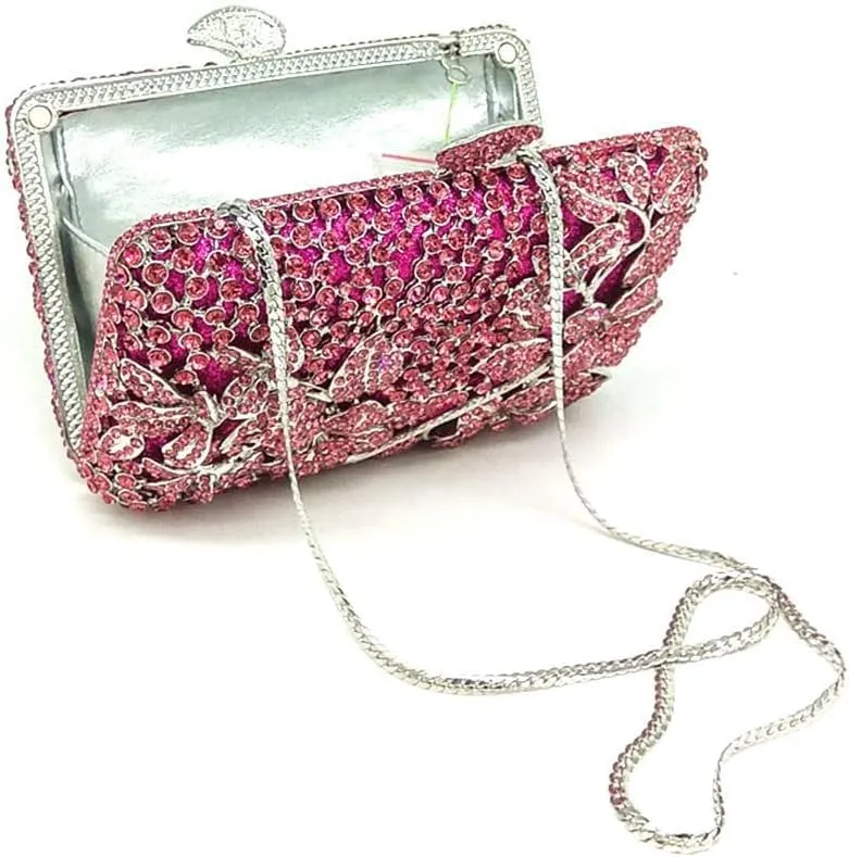 Dazzling Flower Rhinestone Evening Bag Wedding Cocktail Party Clutch Handbags Elegant Women Crystal Purses