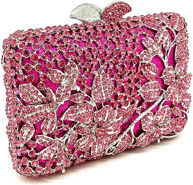 Dazzling Flower Rhinestone Evening Bag Wedding Cocktail Party Clutch Handbags Elegant Women Crystal Purses