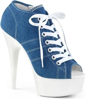 denova's Women's Canvas 6in Very High Heel Lace Up Platform Pole Dance Ankle Boot with Zipper
