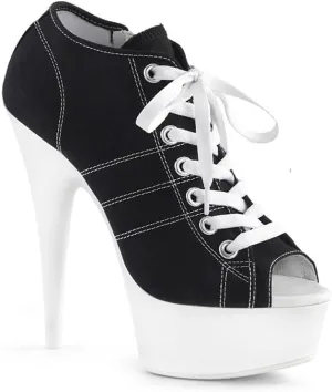 denova's Women's Canvas 6in Very High Heel Lace Up Platform Pole Dance Ankle Boot with Zipper