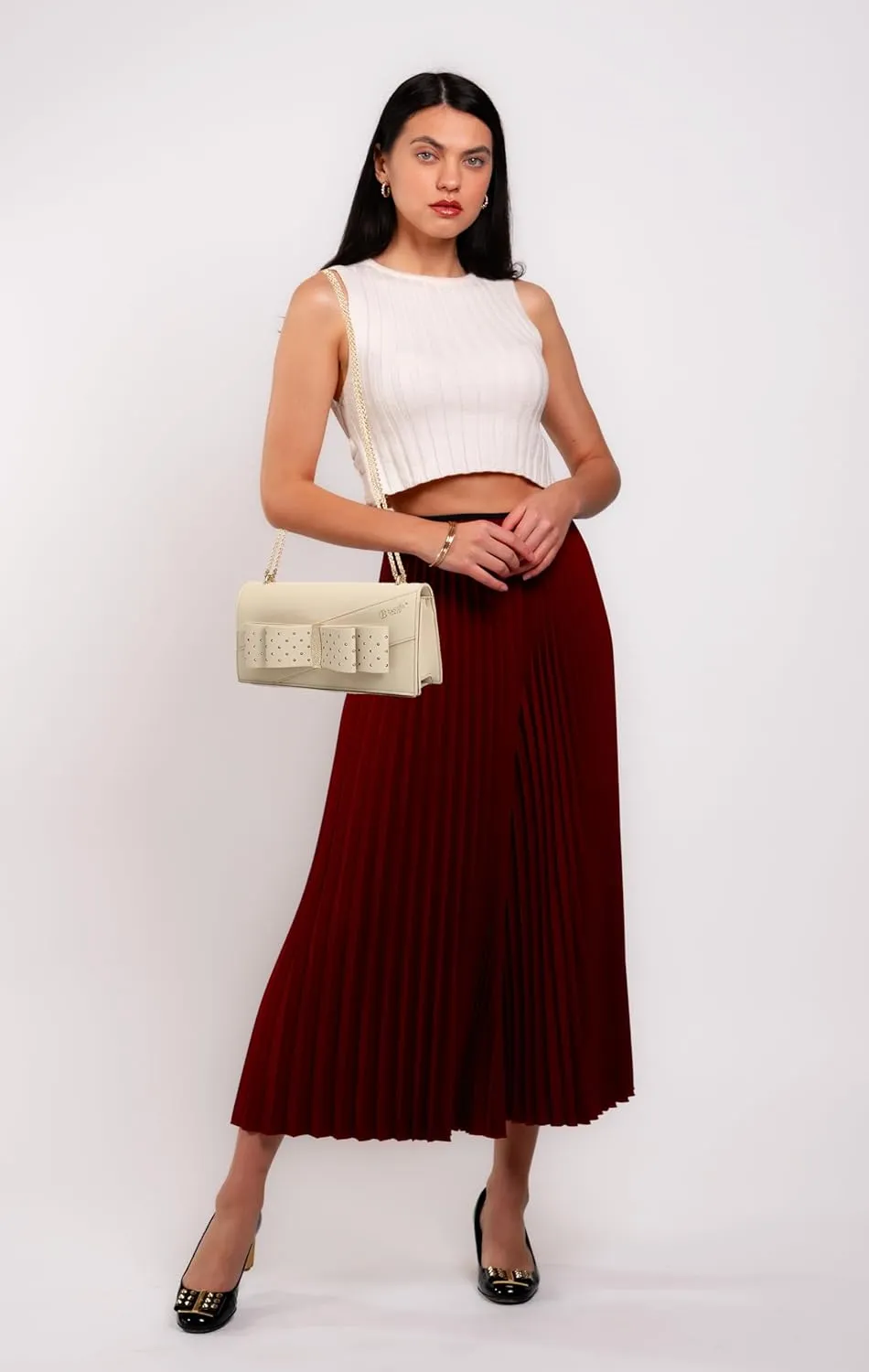 Designer Ribbon Romance Crossbody Clutch with Rhinestones Party and Wedding Evening Bling Purse for Women