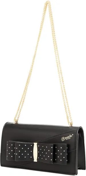 Designer Ribbon Romance Crossbody Clutch with Rhinestones Party and Wedding Evening Bling Purse for Women