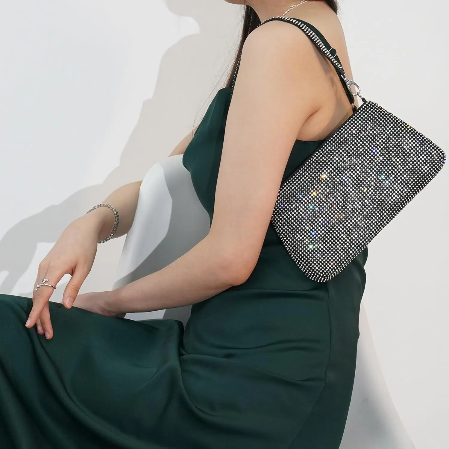 Desy & Feeci Women's Evening Bag, Full Rhinestone Clutch Purses for Women Lady Girl Bride Prom Cocktail Party Wedding