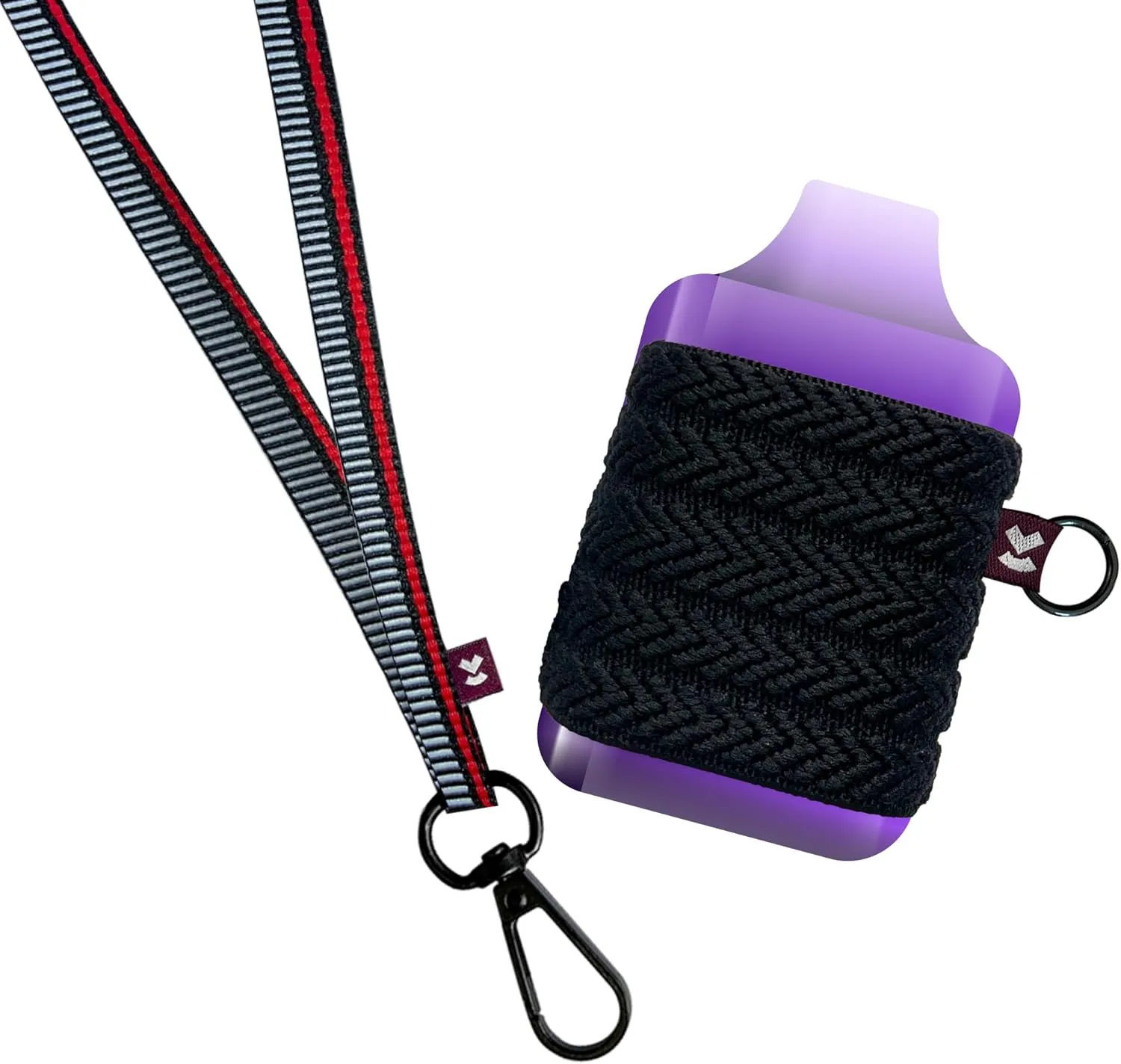 device Holder with Lanyard, Comfortable Design for E device, 3 Vap Case Sizes for Perfect Fit, Strong device Lanyard, High-Strength Elastic Holder (With Lanyard, Black Line Pattern, Large)