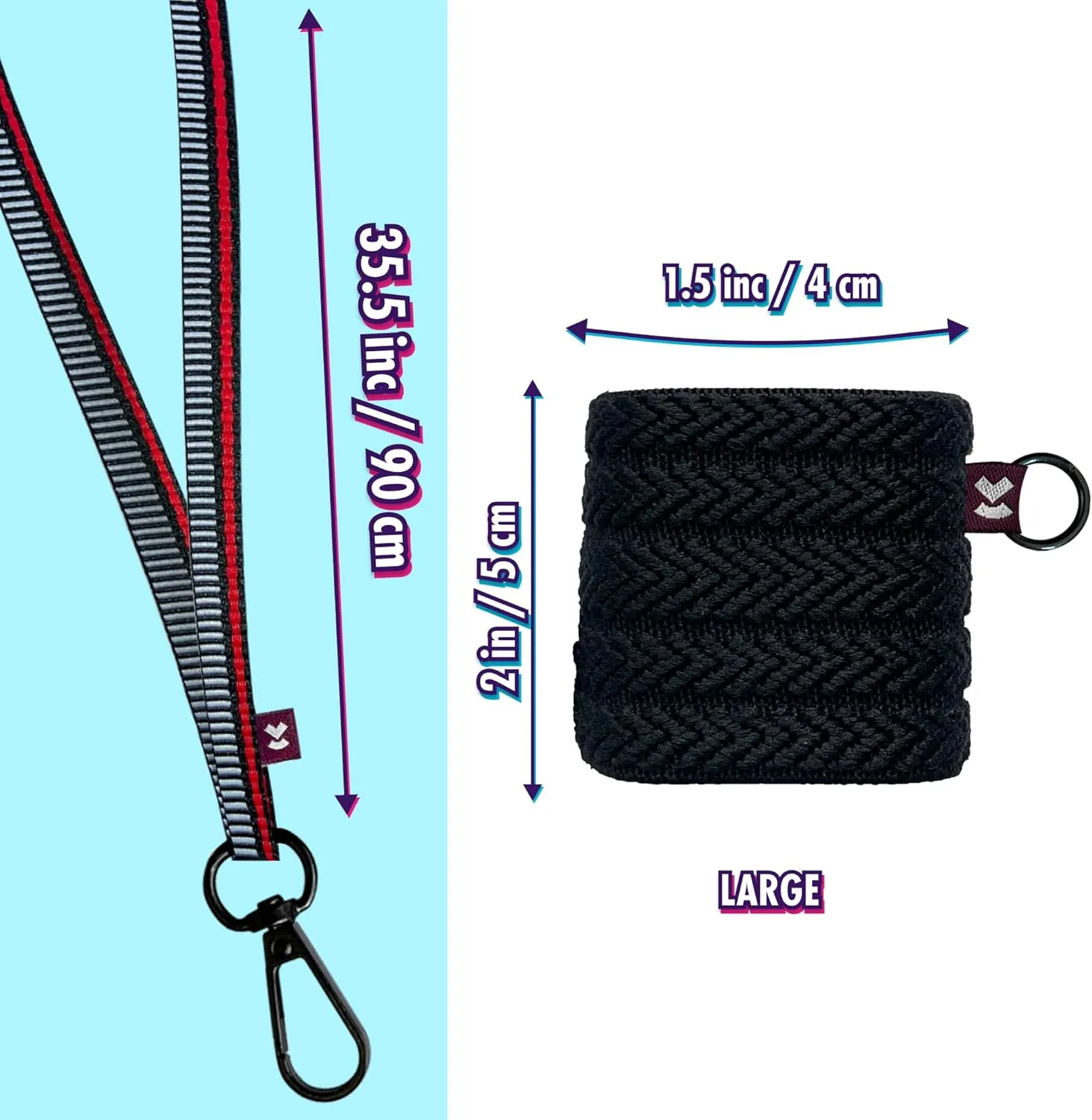 device Holder with Lanyard, Comfortable Design for E device, 3 Vap Case Sizes for Perfect Fit, Strong device Lanyard, High-Strength Elastic Holder (With Lanyard, Black Line Pattern, Large)