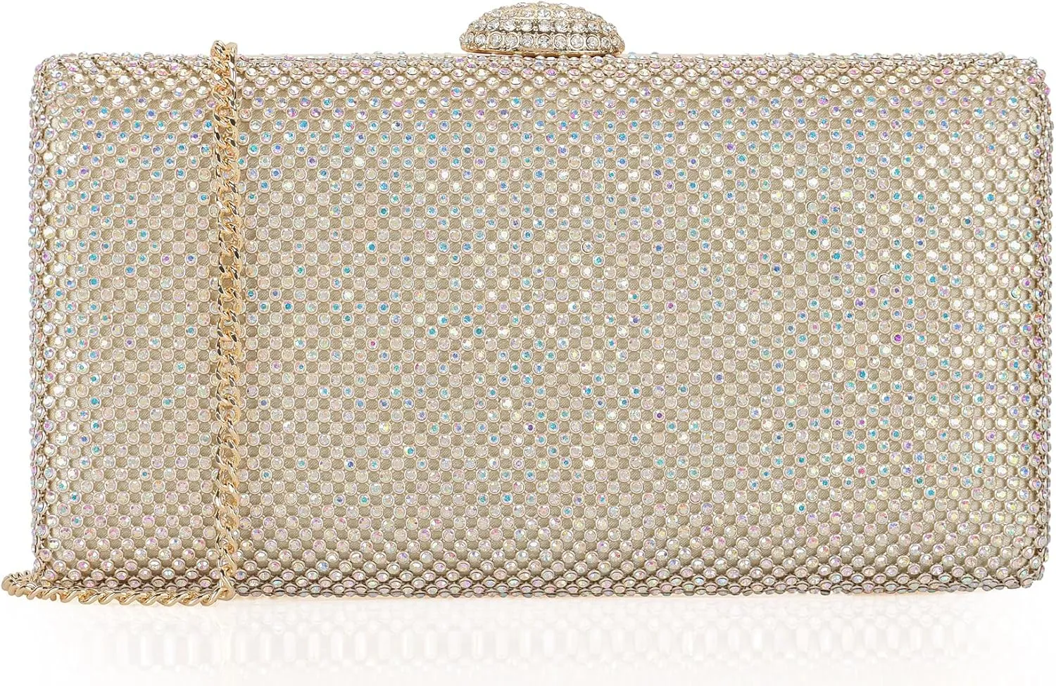 Dexmay Large Rhinestone Purse with Crystal Clasp Evening Clutch Bag Formal Party Handbag