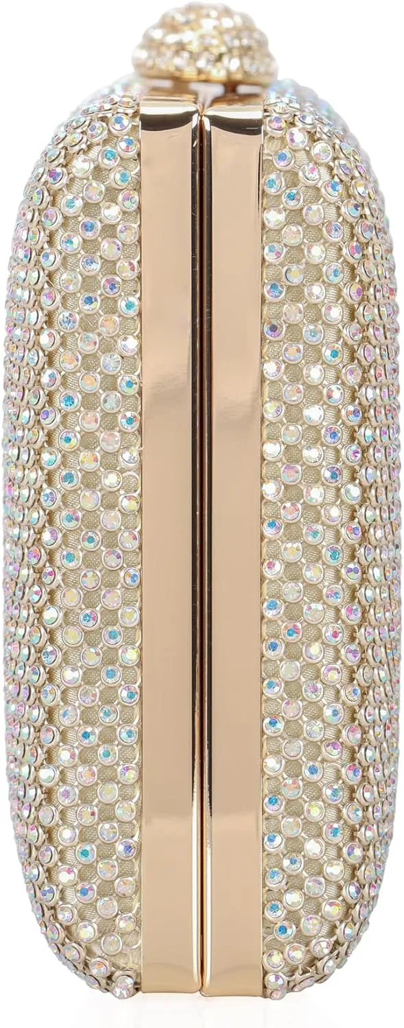 Dexmay Large Rhinestone Purse with Crystal Clasp Evening Clutch Bag Formal Party Handbag