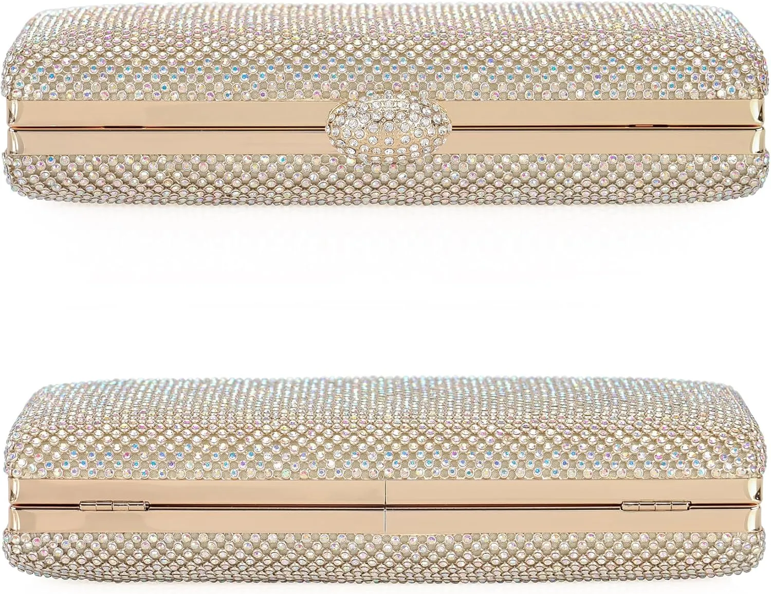 Dexmay Large Rhinestone Purse with Crystal Clasp Evening Clutch Bag Formal Party Handbag