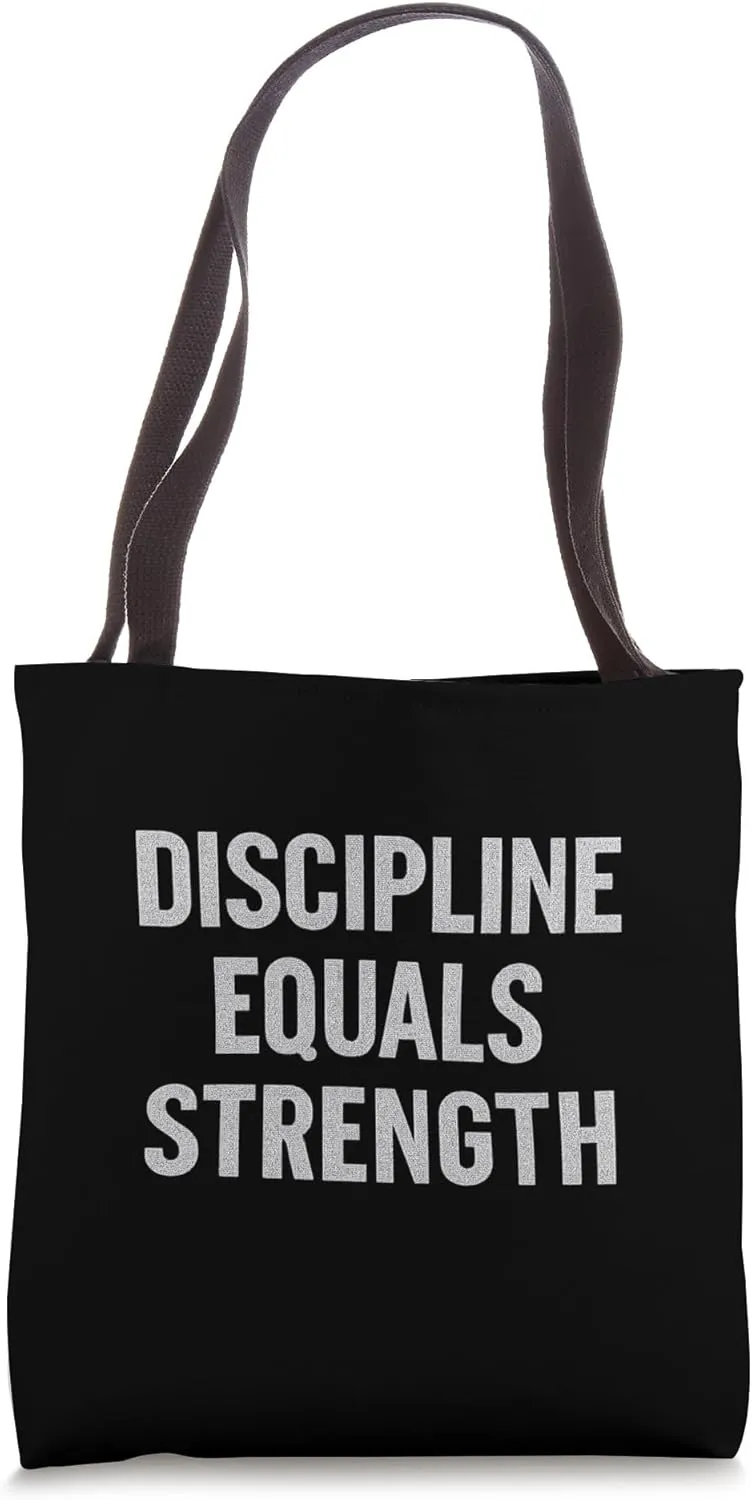 Discipline Equals Strength. Stoic, Vintage, Quote. Tote Bag