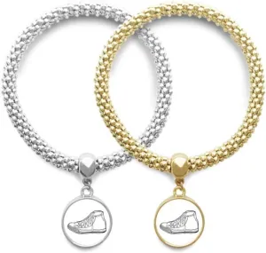 DIYthinker White Canvas Shoes Hand Painted Pattern Lover Bracelet Bangle Pendant Jewelry Couple Chain Gift