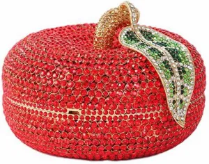 DJBM Sparkly Apple Rhinestone Evening Clutch Women Luxury Fruit Crystal Handbags Diamond Purses for Party Wedding Prom