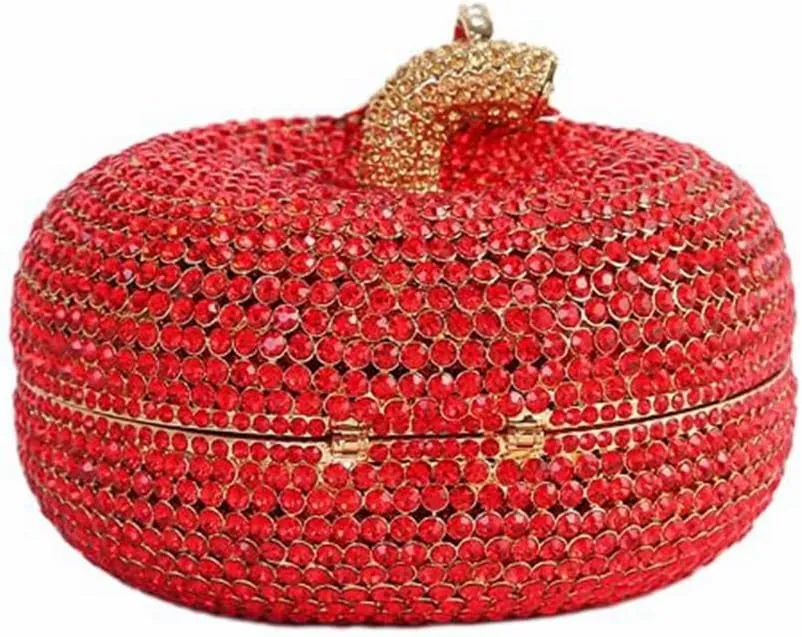 DJBM Sparkly Apple Rhinestone Evening Clutch Women Luxury Fruit Crystal Handbags Diamond Purses for Party Wedding Prom