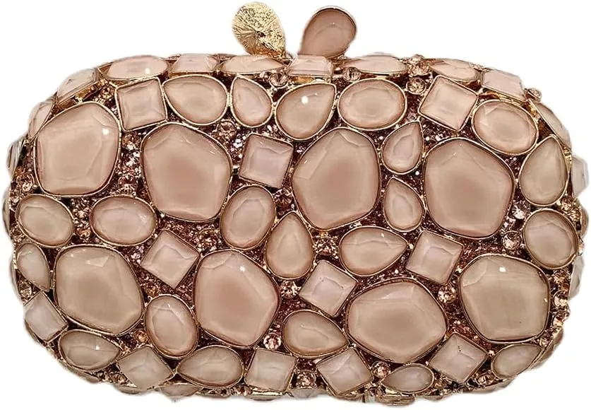DJBM Women Glitter Rhinestone Box Bag Luxury Crystal Evening Clutch with Chain for Dance Celebrate