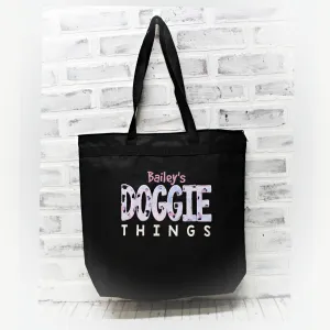 Doggie Things Lilac Spots Personalized Duffle or Tote Bag