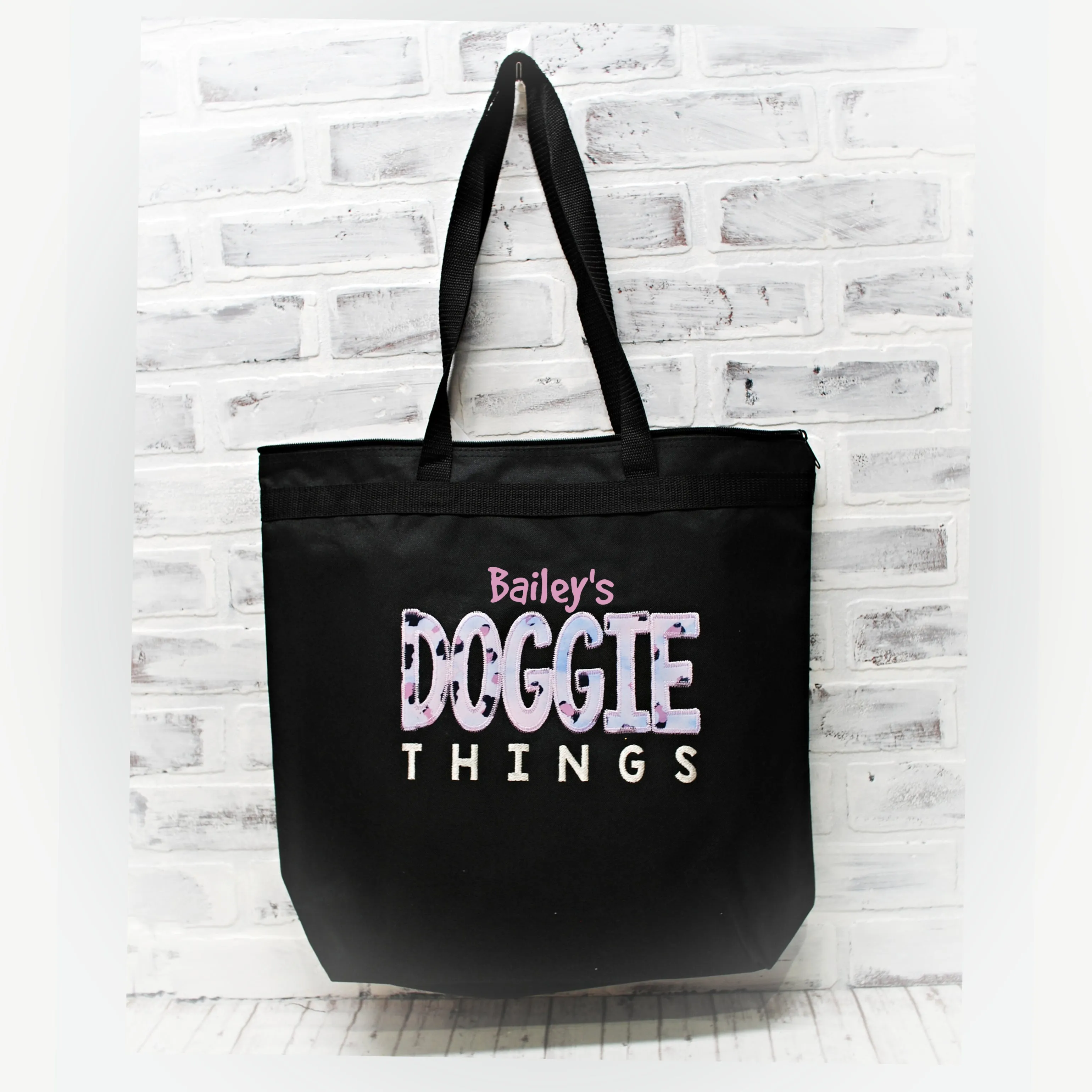 Doggie Things Lilac Spots Personalized Duffle or Tote Bag