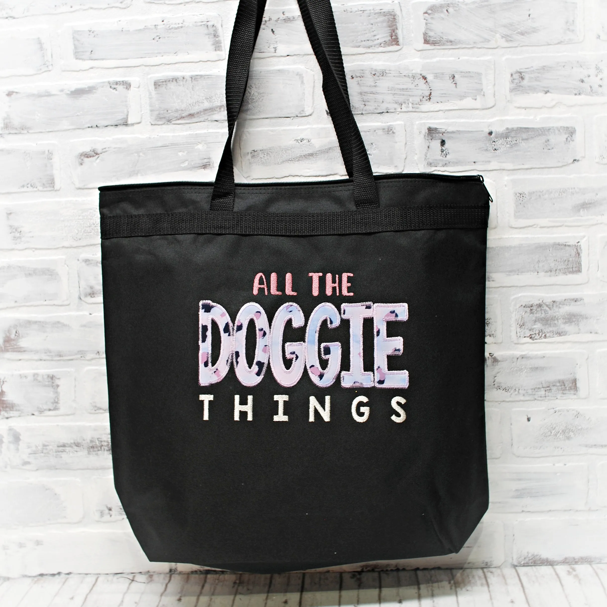 Doggie Things Lilac Spots Personalized Duffle or Tote Bag