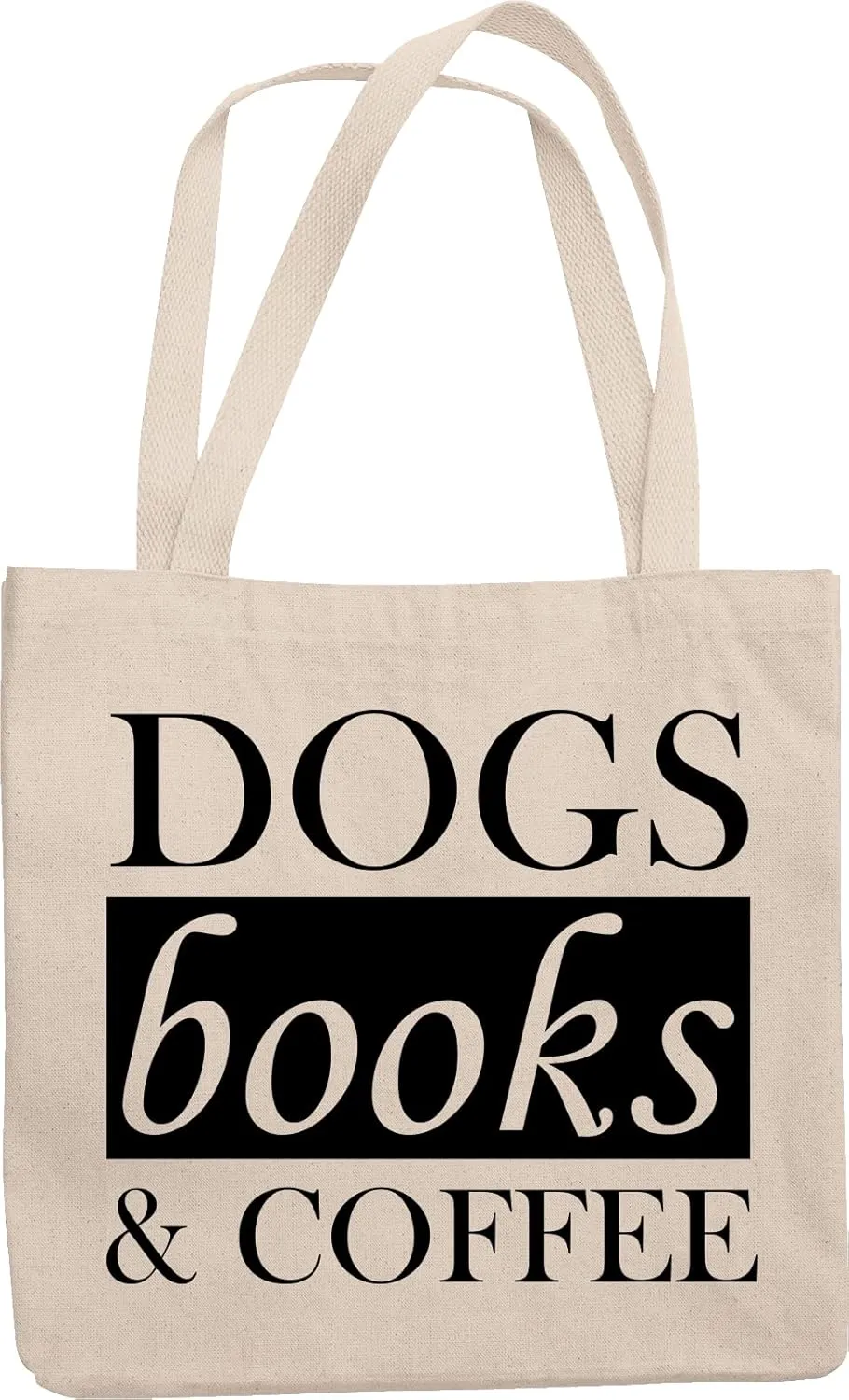 Dogs, Books And Coffee. Trendy Reusable Tote Bag For Dog Lover, Reader, Bookworm, Editor, Assistant, Addicted To Caffeine And Books, Students, Men And Women