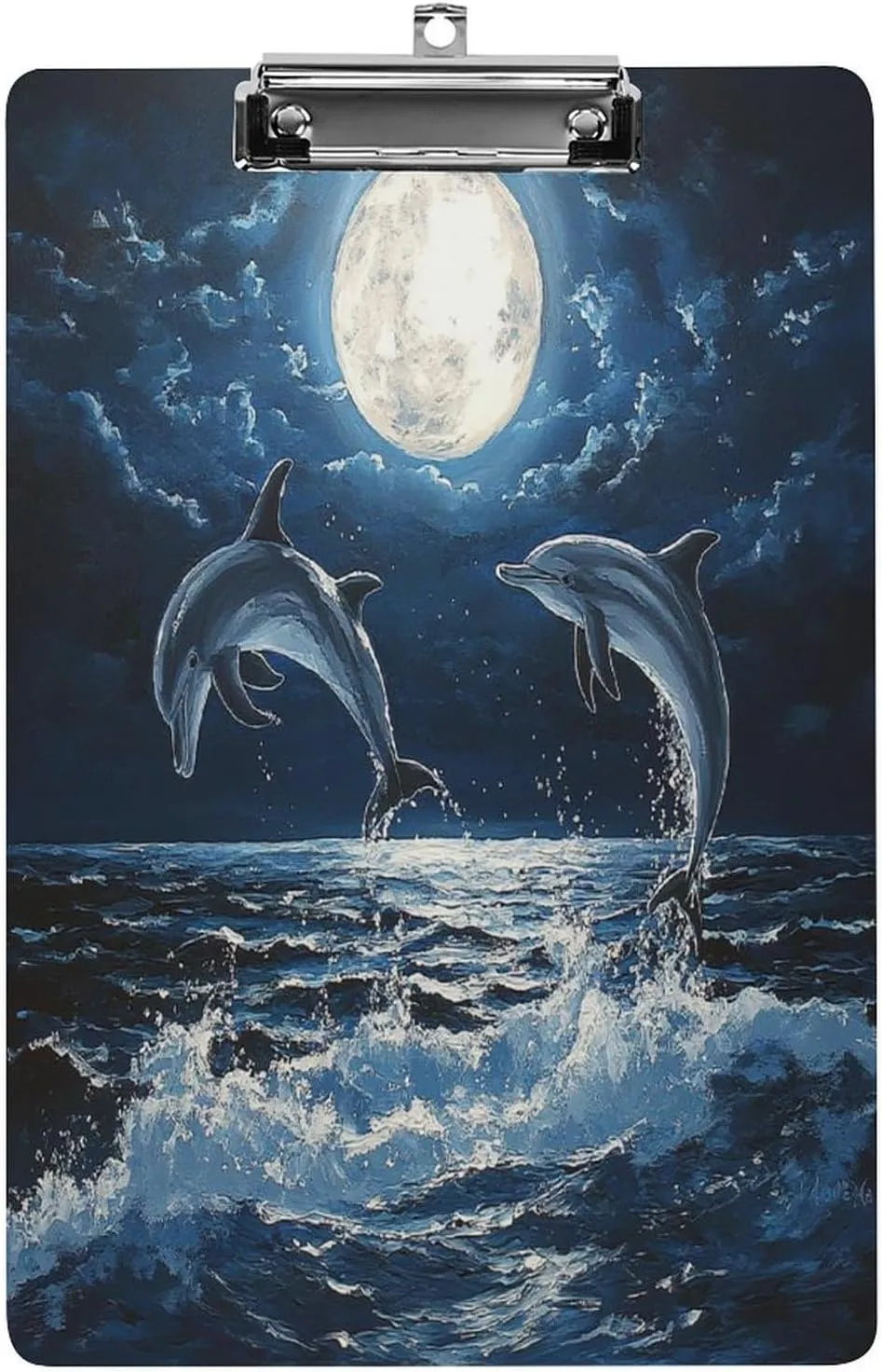 Dolphin Jumping Out of Water Acrylic Clipboard, 12.5” X 8.5”, A4 Letter Size Clipboards for Office School