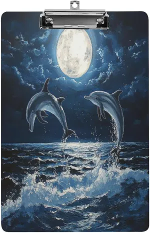 Dolphin Jumping Out of Water Acrylic Clipboard, 12.5” X 8.5”, A4 Letter Size Clipboards for Office School