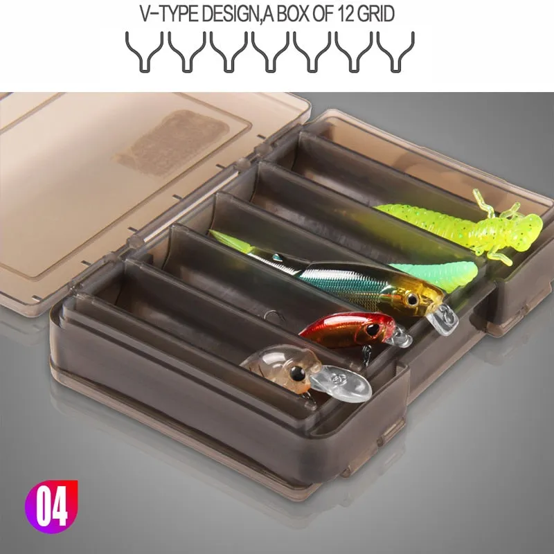 Doublex Sided Fishing Tackle Box 12 Compartments Bait Lure Hook Storage Box Fishing Accessories Plastic Storage Case