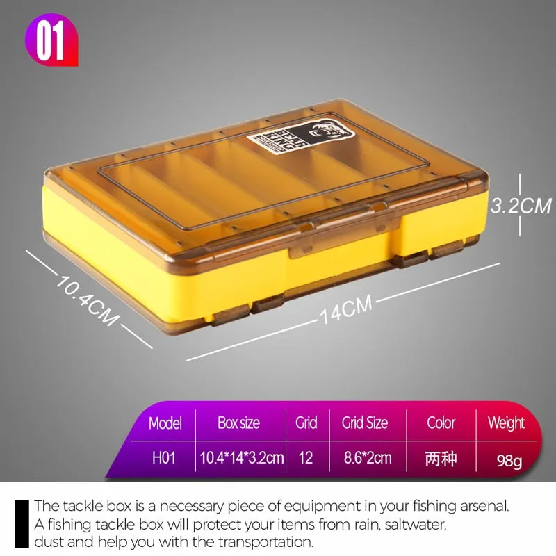 Doublex Sided Fishing Tackle Box 12 Compartments Bait Lure Hook Storage Box Fishing Accessories Plastic Storage Case