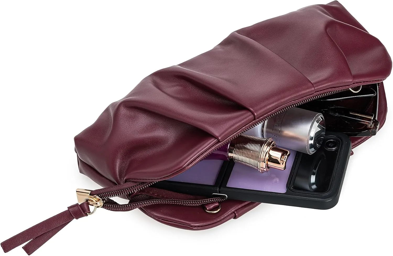Dressy PU Clutch Purse for Women Formal Soft Pleated Vegan Leather Evening Bag for Wedding/Prom/Cocktail Party