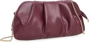 Dressy PU Clutch Purse for Women Formal Soft Pleated Vegan Leather Evening Bag for Wedding/Prom/Cocktail Party