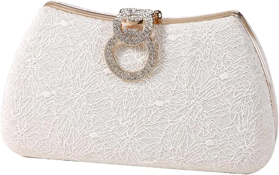 Dreubea Women's Fashion Evening Bag Rhinestone Decrated Clutch Handbag with Chain