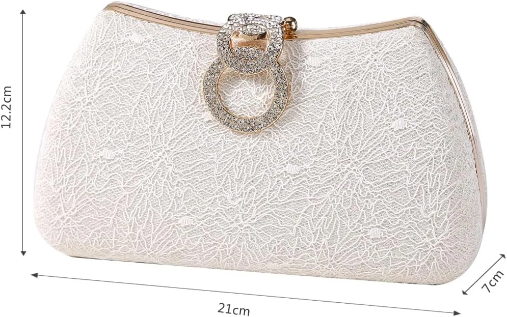 Dreubea Women's Fashion Evening Bag Rhinestone Decrated Clutch Handbag with Chain