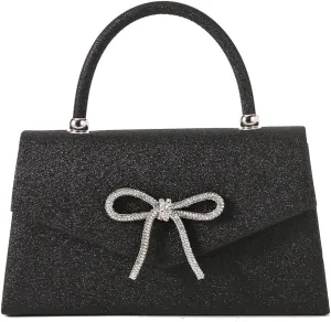 Dreubea Women's Tote Fashion Bowknot Rhinestone Evening Bag Beautiful Shiny Clutch Handbag