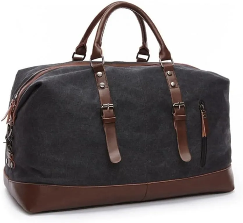 Duffle Bag Vintage Canvas Travel Bag Handbag Luggage Bag for Travel, Workout(Black)