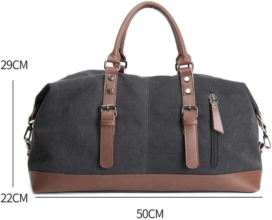 Duffle Bag Vintage Canvas Travel Bag Handbag Luggage Bag for Travel, Workout(Black)