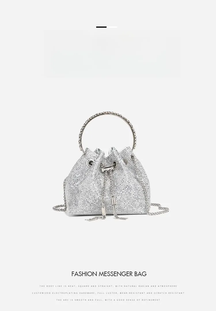 DVIEQE] Women's Mini Handbag - Full Rhinestones Evening Clutch, Compact Crossbody for Party & Wedding