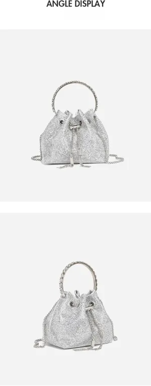 DVIEQE] Women's Mini Handbag - Full Rhinestones Evening Clutch, Compact Crossbody for Party & Wedding
