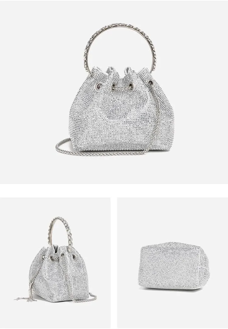 DVIEQE] Women's Mini Handbag - Full Rhinestones Evening Clutch, Compact Crossbody for Party & Wedding