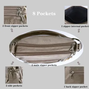 ELDA Purses for Women Pocketbooks Soft PU Leather Ladies Crossbody Purse Multi Pocket Shoulder Bag