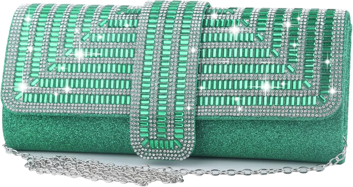 ELDA Women's Rhinestone Clutch Purses Evening Bags Sparkling Glitter Formal Party Purse Wedding Cocktail Prom Bags with Chain