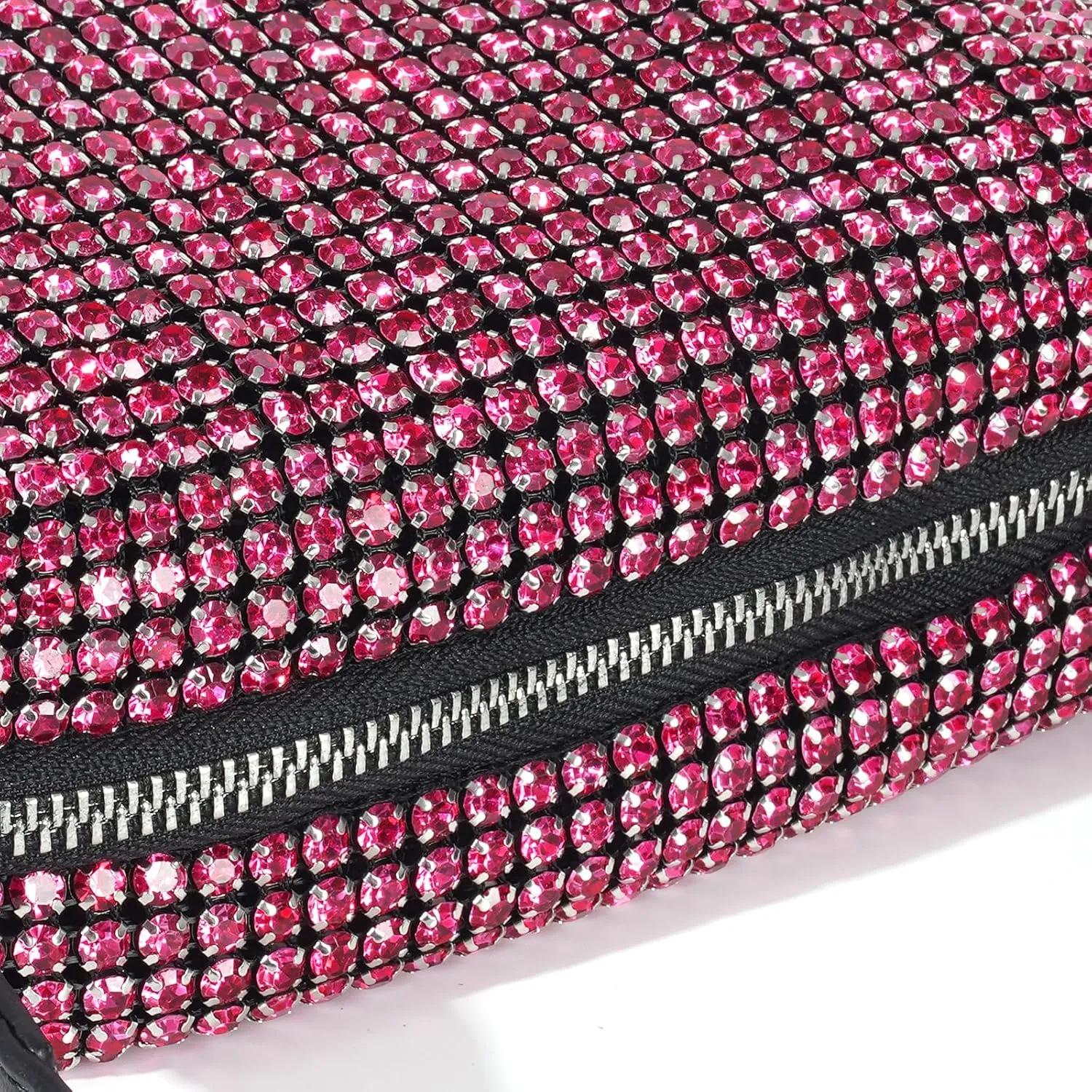 Elegant Rhinestone Evening Bag for Women - Sparkling Silver Crossbody Purse with Detachable Chain Strap