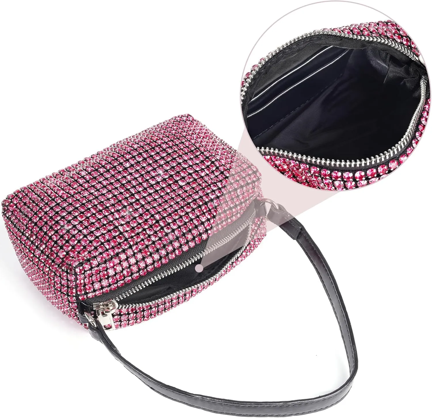 Elegant Rhinestone Evening Bag for Women - Sparkling Silver Crossbody Purse with Detachable Chain Strap