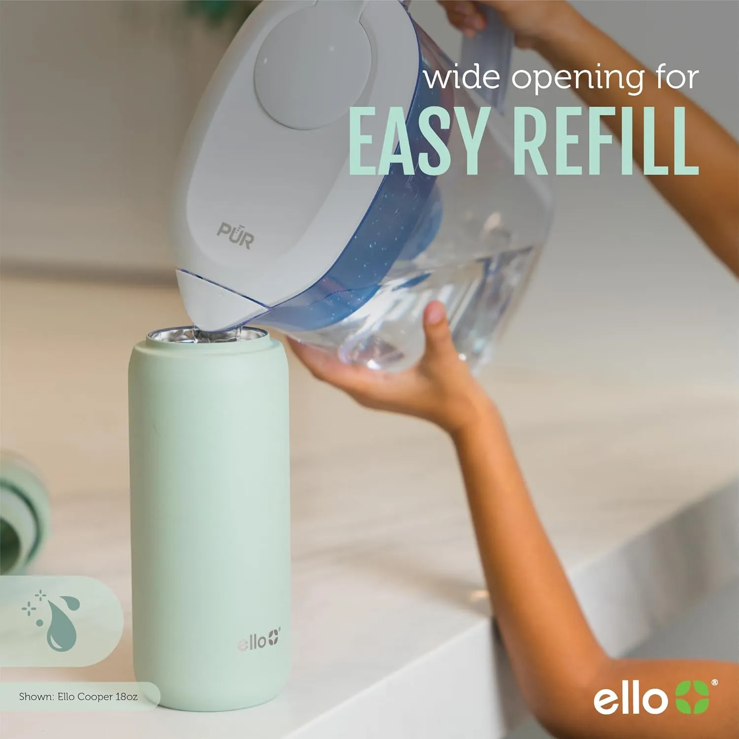 Ello Cooper 18oz Kids Stainless Steel Water Bottle with 2 Lids Chug and Straw | Leak Proof Double Walled and Vacuum Insulated | Fits Car Cupholder | Built in Carry Loop | Dishwasher Safe |Halogen Blue