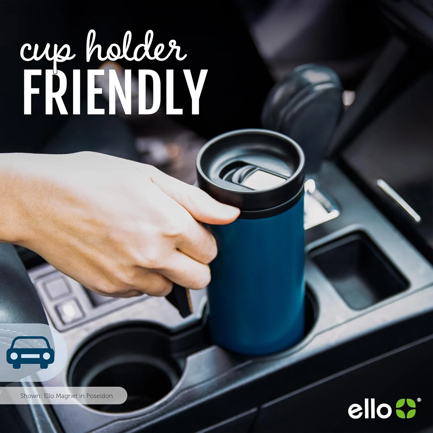 Ello Magnet 18oz Vacuum Insulated Stainless Steel Travel Mug with Side Handle and Leak-Proof Slider Lid and Built-in Coaster, Keeps Hot for 5 Hours, Perfect for Coffee or Tea, BPA-Free, Holiday Gift