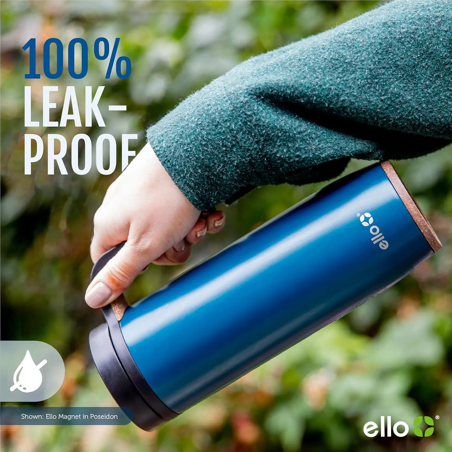 Ello Magnet 18oz Vacuum Insulated Stainless Steel Travel Mug with Side Handle and Leak-Proof Slider Lid and Built-in Coaster, Keeps Hot for 5 Hours, Perfect for Coffee or Tea, BPA-Free, Holiday Gift